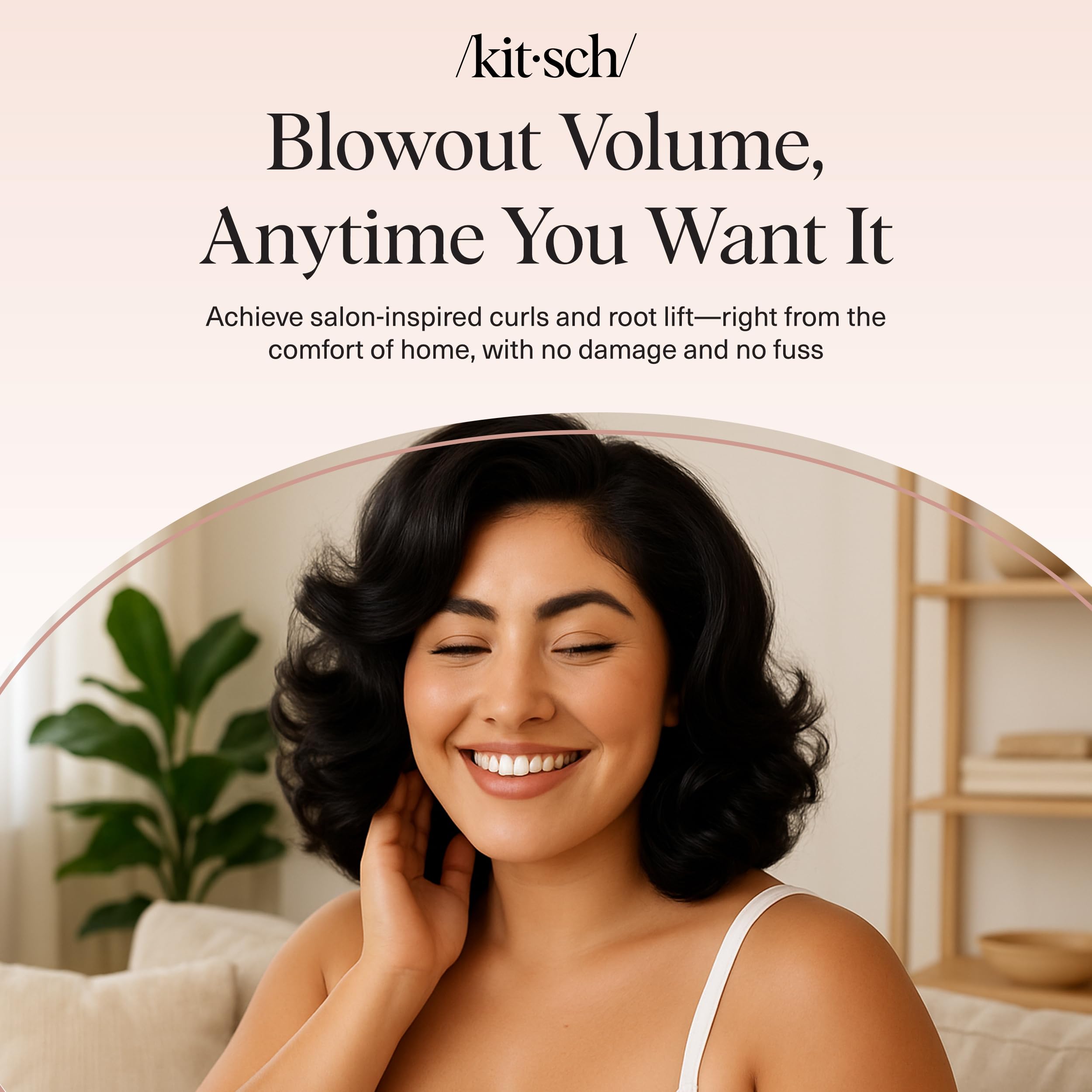 Kitsch Ceramic Thermal Hair Rollers for Women – Self Grip Hair Curlers for Heatless Curls Overnight - Volumizing Large Rollers for Short & Long Hair - For Long Lasting Frizz-Free Curls - Black, 8pcs