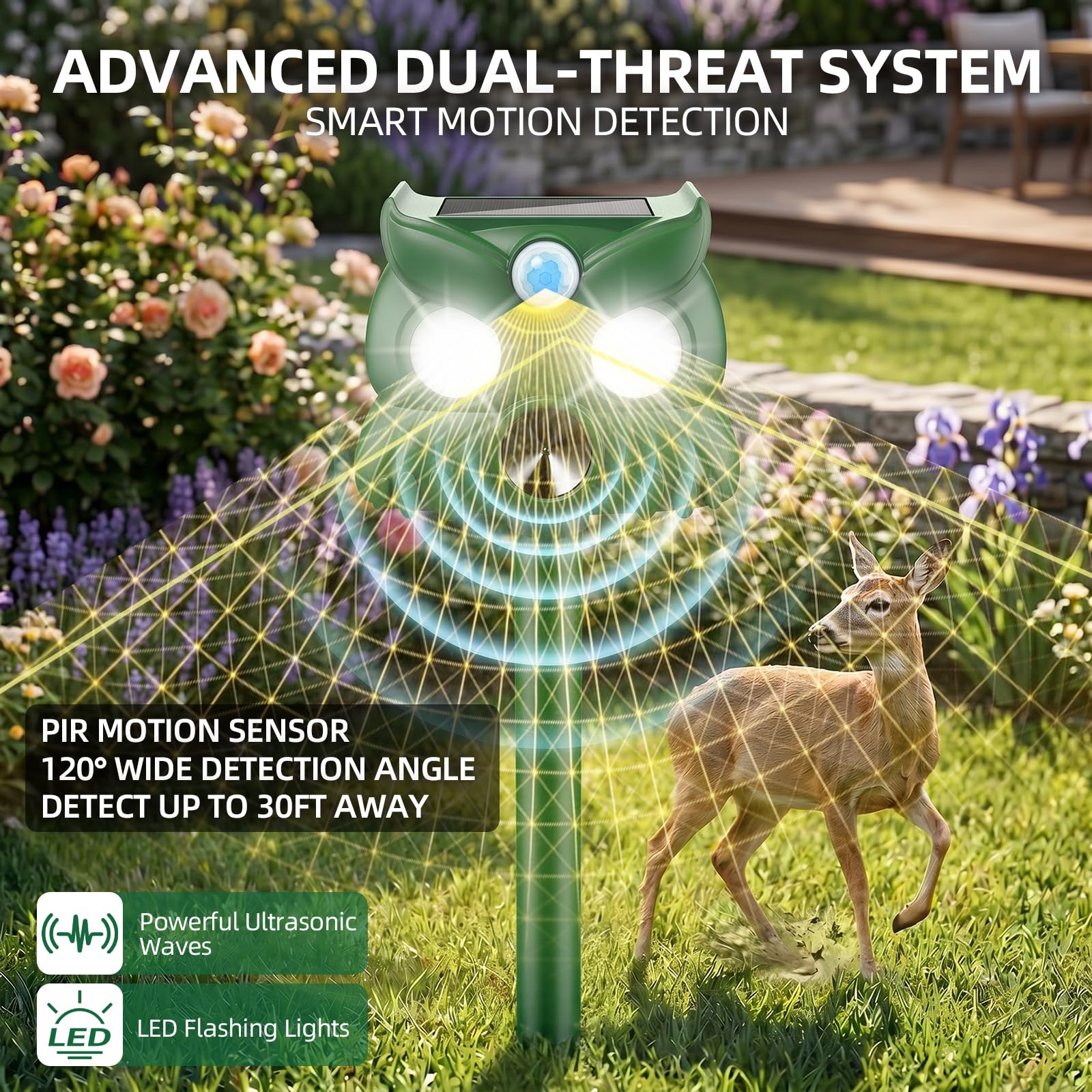 Condition photo showing As Is for 2026 new sonic fortress pro deer repellent motion activated cat deterrent outdoor solar ultrasonic a