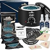 Lifestance Waxing Kit for Women & Men - L2 Digital Wax Pot Warmer, Brazilian & Bikini Hair Removal Kit with 14.1oz Hard Wax Beads & 42 Accessories, Professional for Face, Leg, Eyebrow, Body at Home