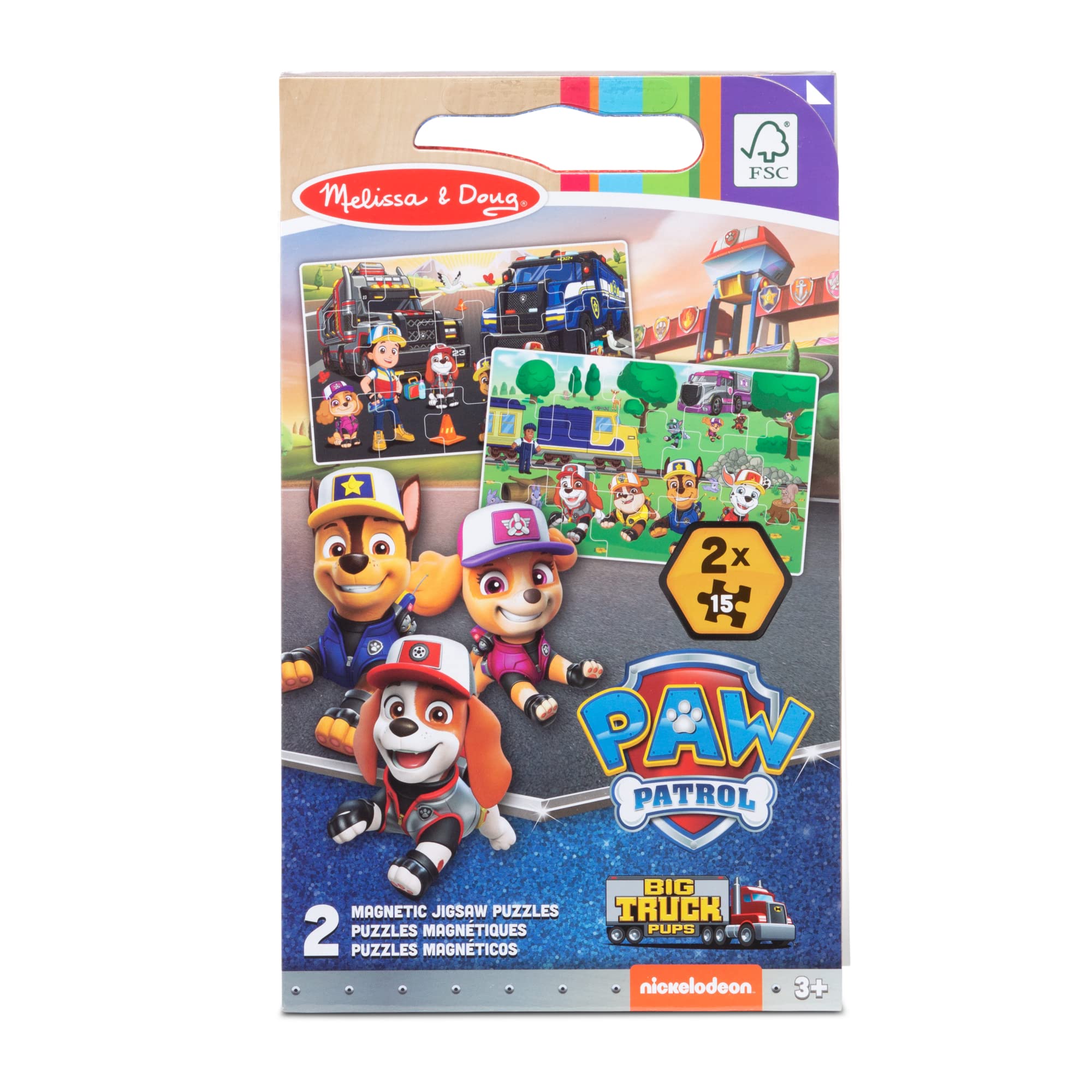 Melissa & Doug PAW Patrol Take-Along Magnetic Jigsaw Puzzles - Big Pup Trucks | Puzzles for kids | Travel Activity Pad | 3 and Above | Gift for Boys or Girls | FSC-Certified Materials