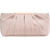 CHARMING TAILOR Clutch Evening Bag Elegant Pleated Satin Formal Handbag Simple Classy Purse for Women