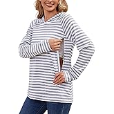 Liu & Qu Women's Nursing Sweatshirts for Breastfeeding with Hidden Zipper Long Sleeve Maternity Hoodie Causal Clothes