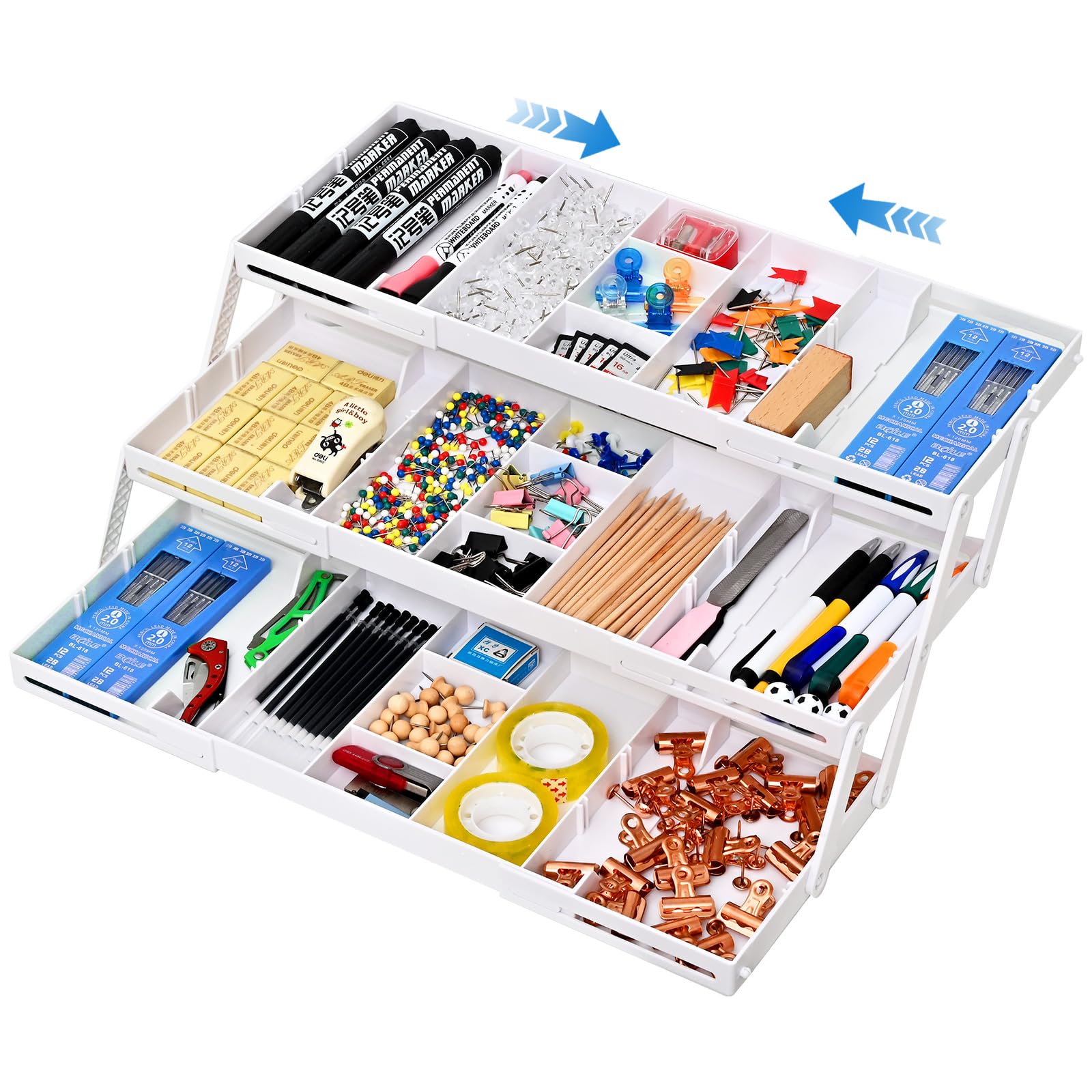 Photo 1 of 3 Tier Drawer Organizer, Expandable Junk Drawers Organizer,Multi Level Smart Drawer Organizer for Makeup, Jewelry,Desk, Office Storage