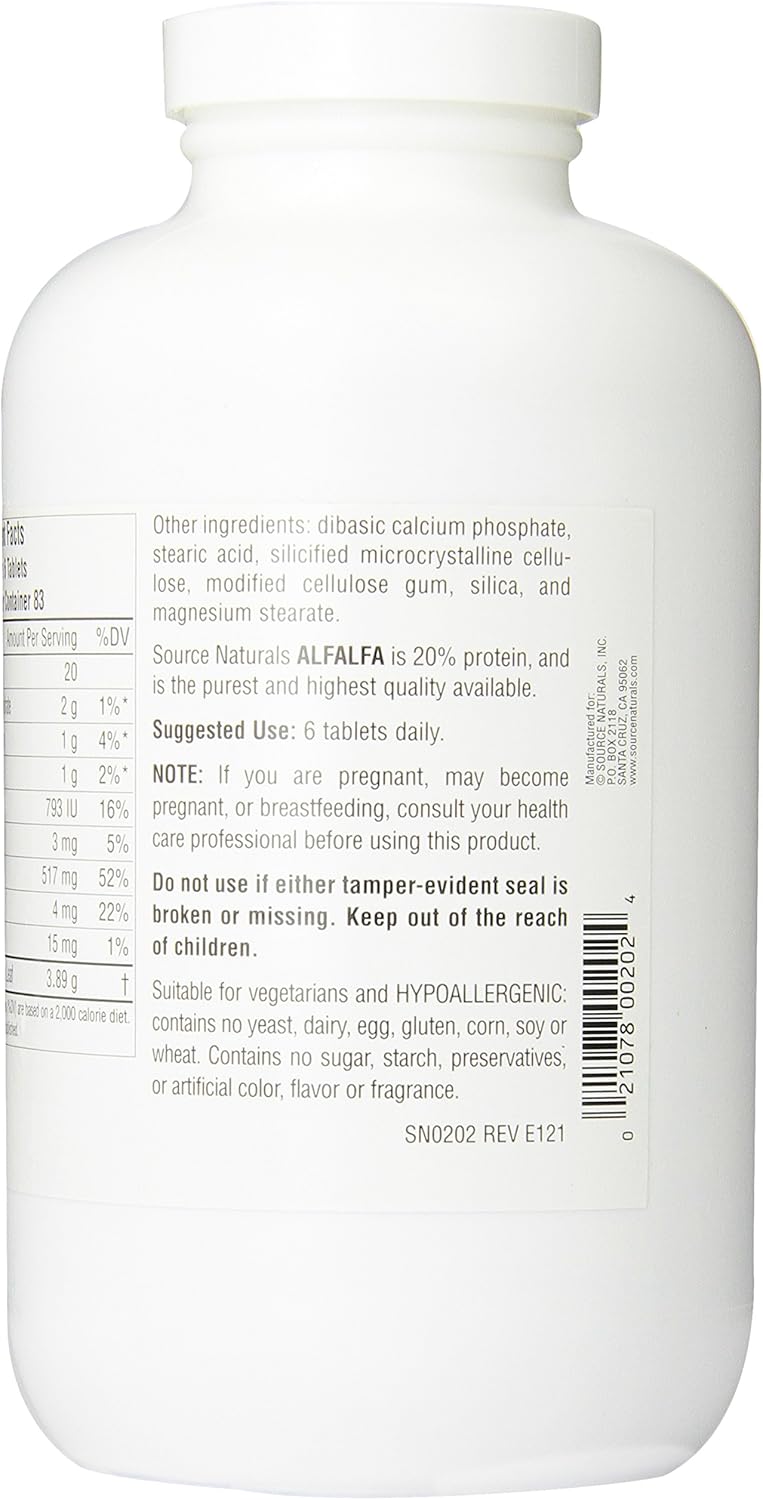 Source Naturals Alfalfa 10 Grain Dietary Supplement - 500 Tablets: Health & Personal Care