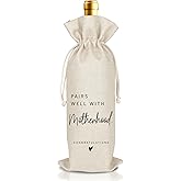 Pregnancy Announcement Wine Bag, Pairs Well with Motherhood, Im Pregnant Announcement, Pregnancy Announcements for Motherhood Grandparents Aunt Parents New Mom Dad, Reusable Burlap Wine Bag (A33)