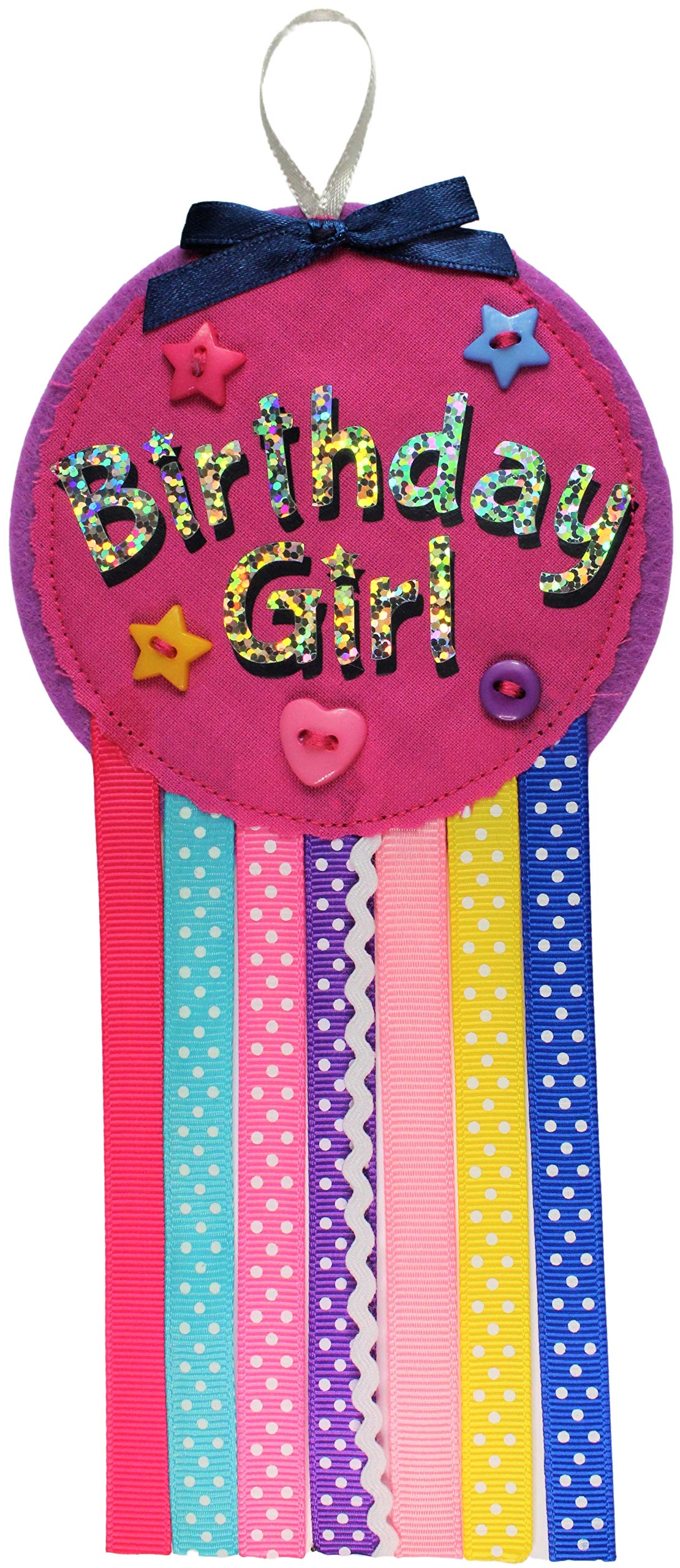 Ditsy Rosettes Birthday Girl Rosette Badge - Any Age - Perfect Party Gift - Birthday Card – Pink