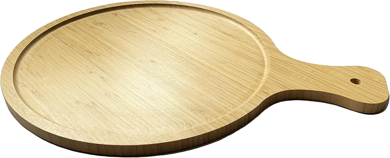 Bamboo Wooden Large Pizza Paddle Pizza Peel- 14 Inch Round Serving Board with Handle - Image 5