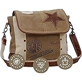 Myra Bag Canvas Star Purse - Womens Star Bag with Fabric Body and Real Leather Accents, Aesthetic Canvas Purse for Women