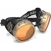 UMBRELLALABORATORY Steampunk Victorian Style Goggles with Compass Design, Colored Lenses & Ocular Loupe