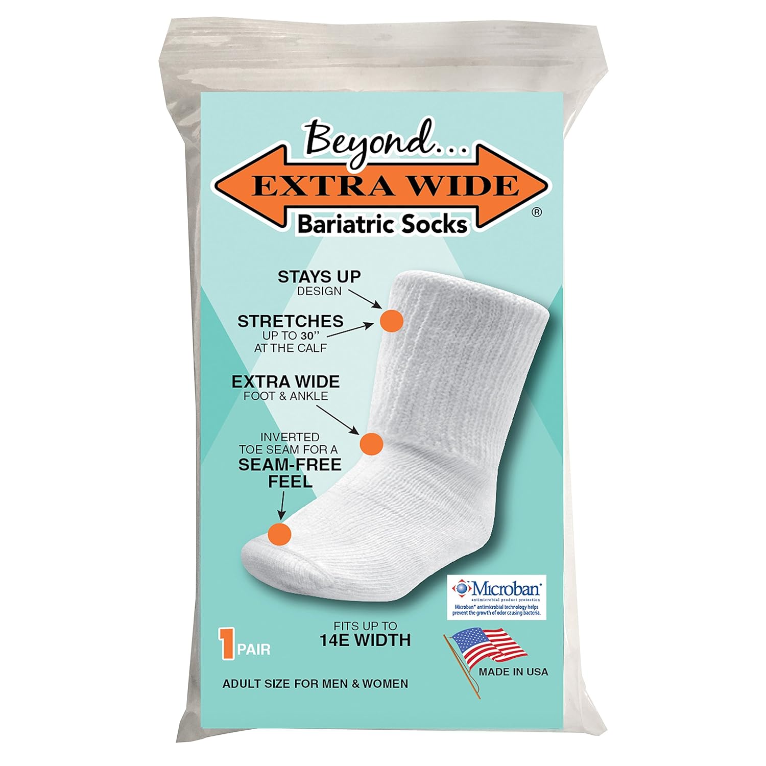 The Latest Beyond Extra Wide Bariatric Sock For Extreme Lymphedema Calf Stretches Up To 30a A I Widest Bariatric Sock On The Market One Size Unisex Antimicrobial Made In Usa White Health Personal