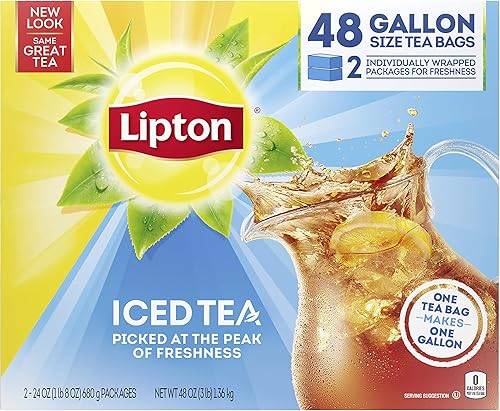 Lipton Gallon-Sized Black Iced Tea Bags, Unsweetened, 48 ct
