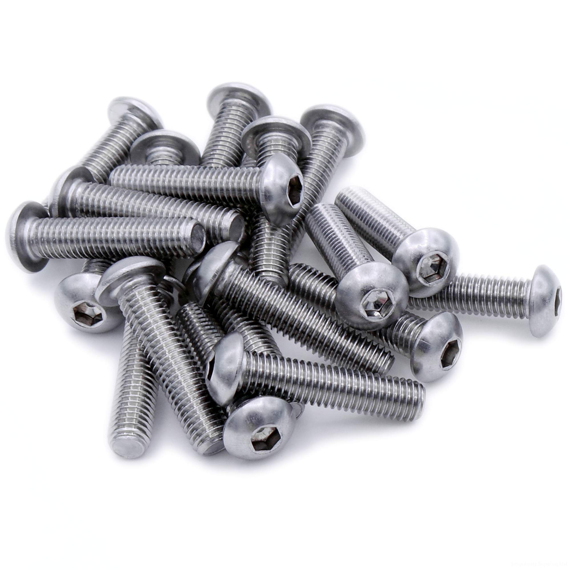 M6 (6mm x 20mm) Hex Socket Button Machine Screw (Bolt) - Stainless Steel (A2) (Pack of 20)