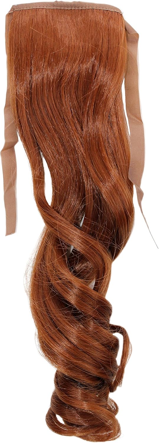 WIG ME UP - YZF-TC18-30 Hairpiece Pontail Pigtail extension slim light wavy comb and ribbon copper brown, auburn (30), 45cm