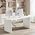 Tribesigns 62-Inch Rectangular Executive Computer Desk Large Modern Wood Writing Table with Double Pedestal for Home Office, Easy to Assemble, Chair Not Included (White)