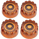 Musiclily Pro Metric Knurled Tone Volume Speed Control Knobs Amber 4Pcs | Coarse 18-Spline, for Epiphone Les Paul SG Style Electric Guitar