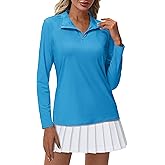 MAGCOMSEN Women's Quarter Zip Pullover Long Sleeve UPF 50+ Rashguard Golf Sun Protection Shirts Quick Dry Workout Tops