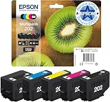 Epson 202 Kiwi Genuine Multipack 5 Colour Ink Cartridges Claria Black Yellow
