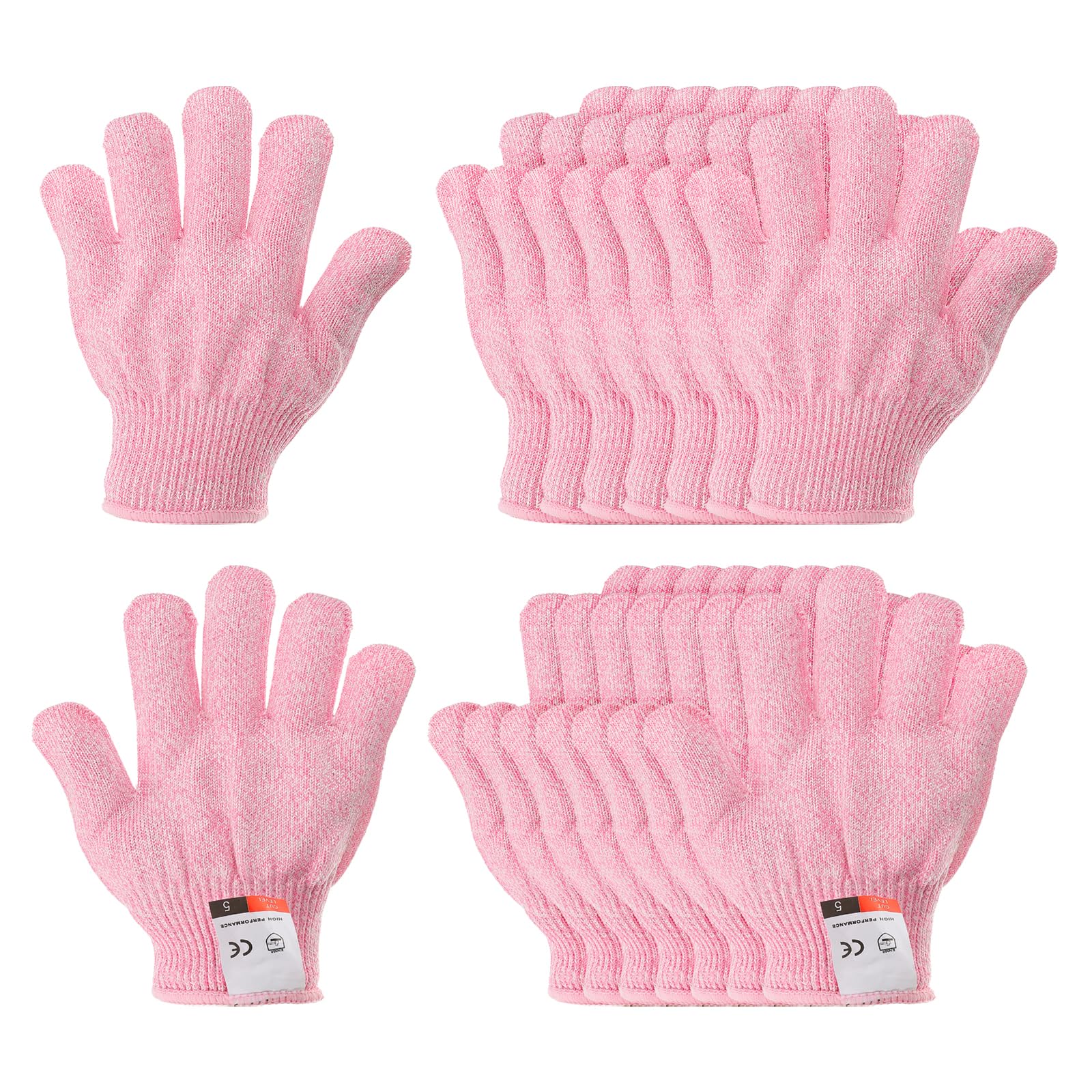 PATIKIL Cut Resistant Gloves, 8 Pair Level 5 Protection Anti Cutting Gloves Cut Proof Gloves for Kitchen Wood Carving Working, XXX-Small, Pink