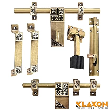 Klaxon Glorious Brass Door Accessories Kit (Antique Finish, 6-Pieces)