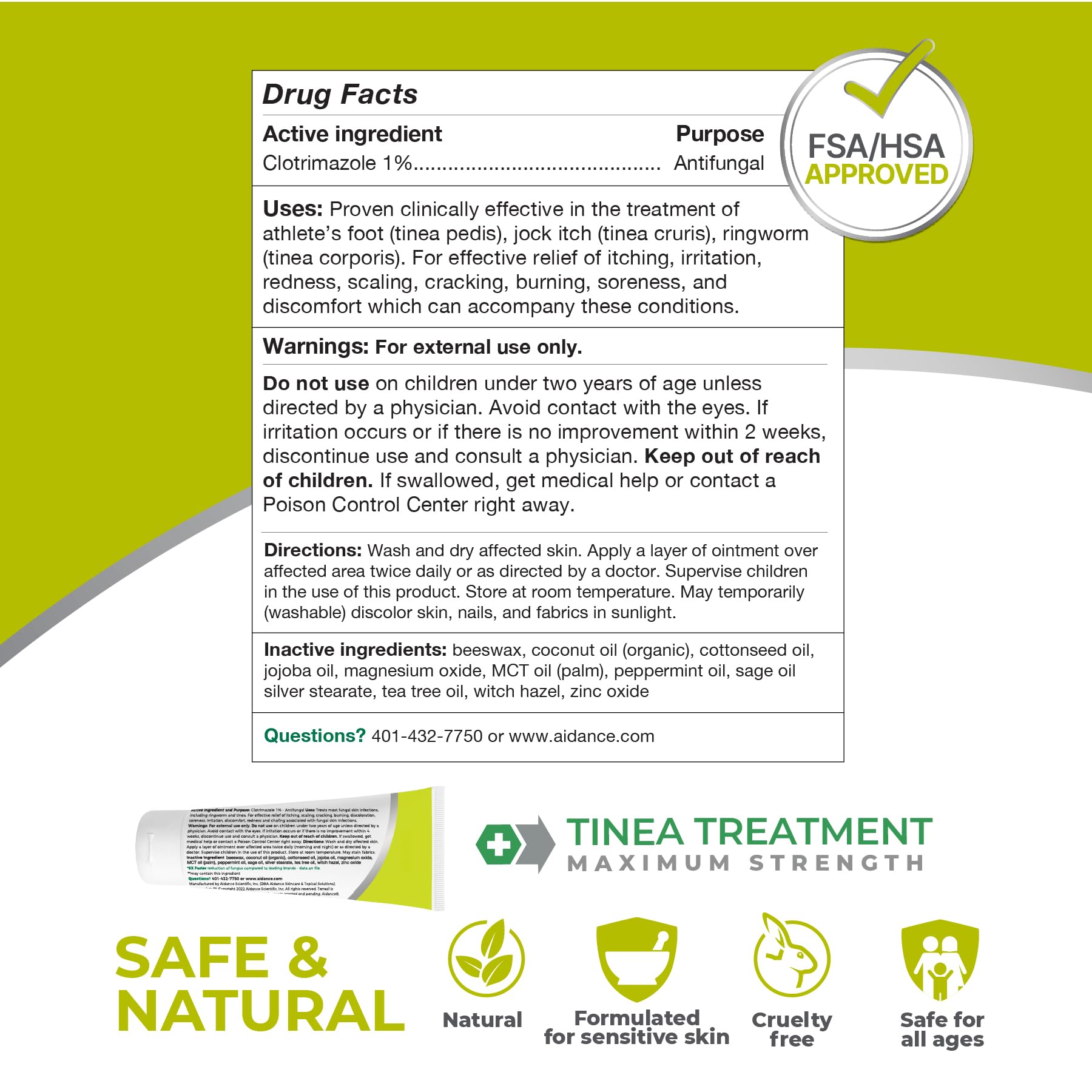 terrasil Tinea Versicolor Treatment Cream Max Strength, Antifungal Tinea Cream, Clinically Proven 1% Clotrimazole. Treats Most Ringworm & Fungal Infections. Soothing Relief of Itchy Dry Skin (7oz)