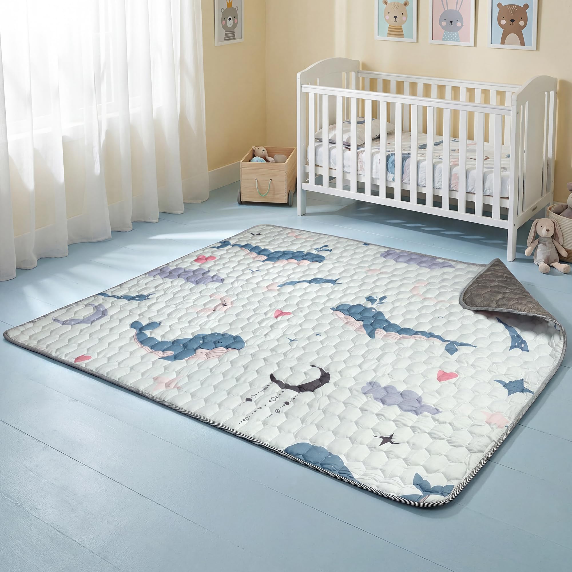 71"x59" Extra Large Baby Play Mat - Premium Thick, Non-Slip & Machine Washable Foam Floor Mat for Infants, Babies & Toddler. Fits Playpens,Spacious Crawling Space, Alphabet Design, Foldable & Odorless Image