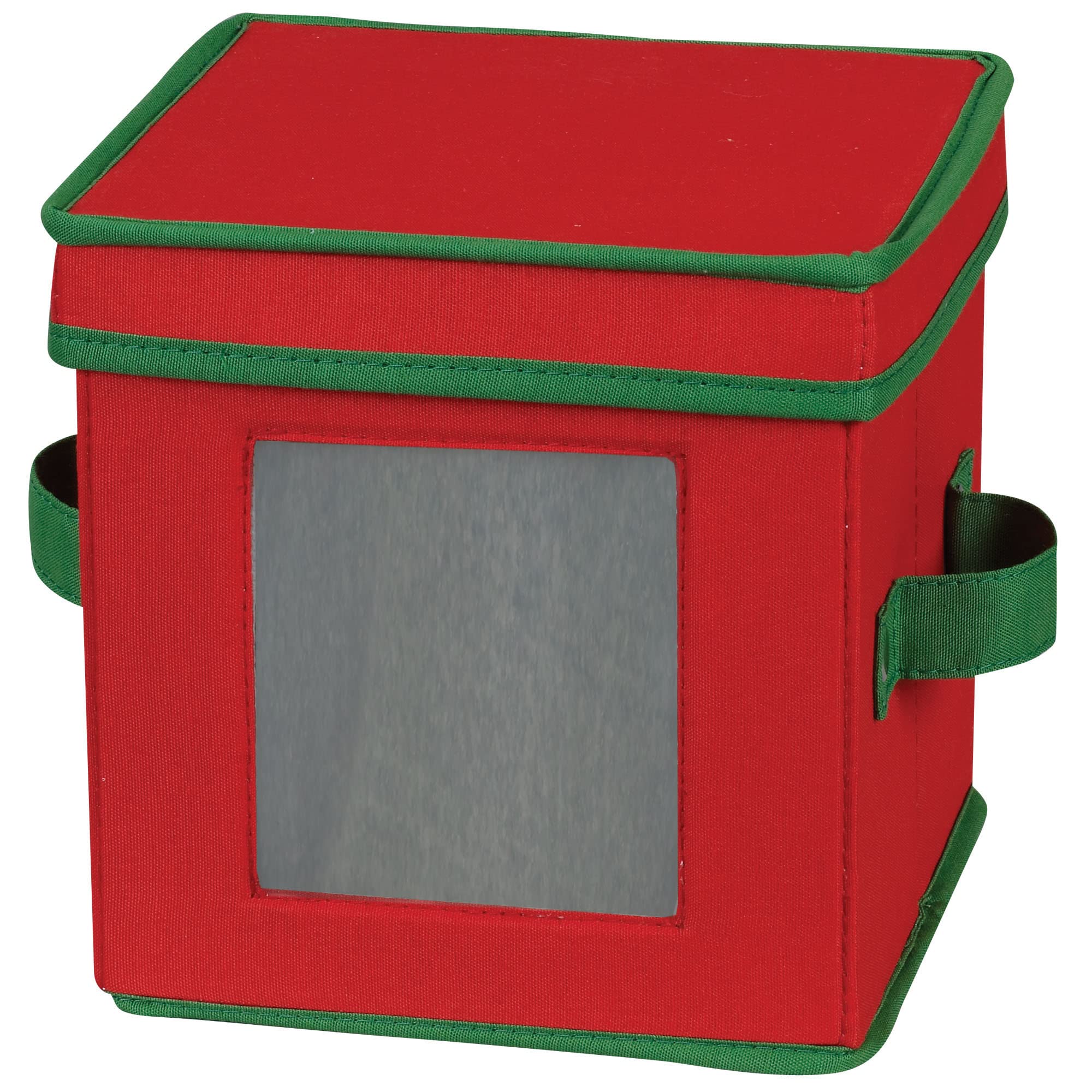Household Essentials Holiday Dinnerware Storage Chest for Saucers, Red with Green Trim