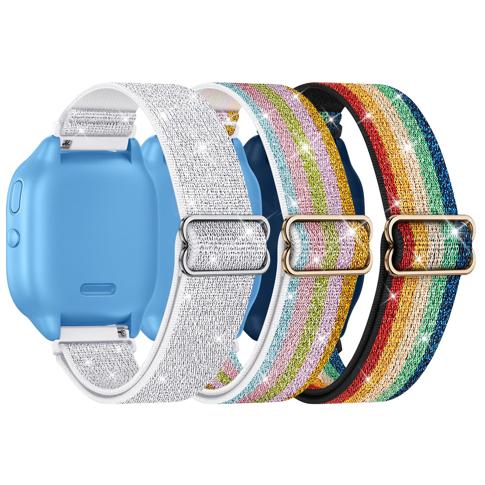Photo 1 of 3 Pack Sparkly Stretchy Gizmo Watch Band for Kids Compatible with Gizmo Watch 3 2 1/ Gabb Watch 3 2 1/ SyncUP/Cosmo JrTrack Watch, Bling Soft Nylon Elastic Bands for Boys Girls