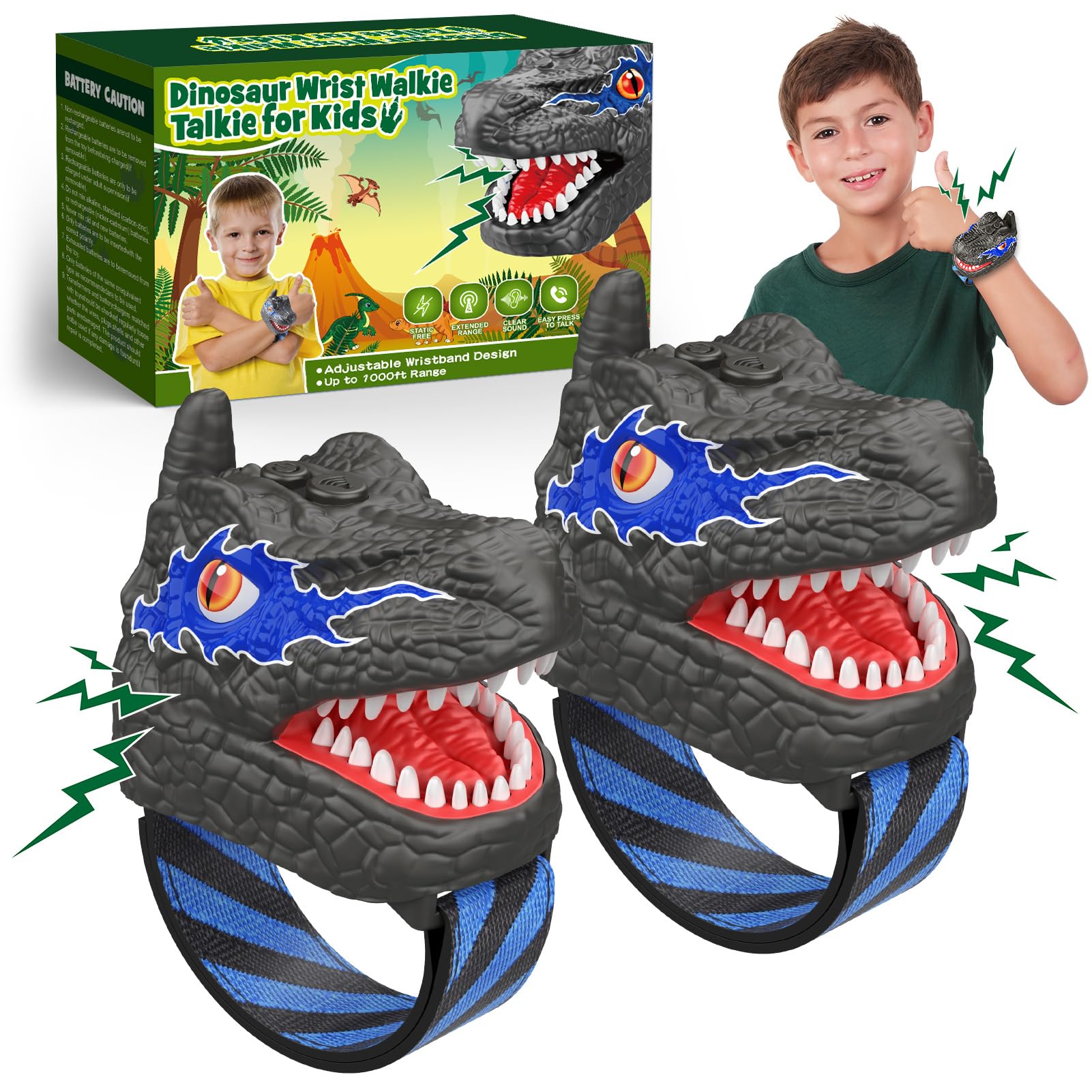 Hapikids Walkie Talkies for Kids Toys for 3 4 5 6 Year Old Boys Gifts, Dinosaur Toys for Boys Toy Age 3 4 5 6 7 Year Old Birthday Presents Dinosaur Walkie Talky Outdoor Toy for Camping Garden