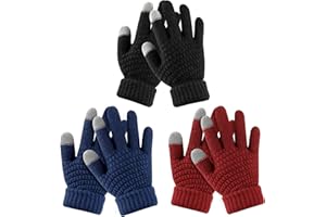 ONESING Kids Knit Gloves - Stretchy Gloves for Boys Girls Winter, Solid Finger Gloves for Children