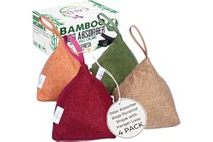 CALLABURST 4 Pack Bamboo Charcoal Air Purifier Bags 200 Grams Each - Odor Absorber & Eliminator for Home, Car, Pets, Activated Charcoal Natural Freshener, Eco-Friendly & Reusable (Fall Colors)