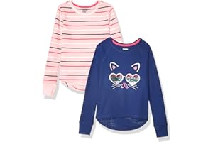 Amazon Essentials Girls and Toddlers' Long-Sleeve Thermal T-Shirt Tops (Previously Spotted Zebra), Multipacks