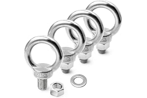 SRZTXU 4 Sets M12 x 20mm 304 Stainless Steel Eye Bolt Heavy Duty Shoulder Lifting Ring Threaded Eyebolts with Nuts Washers