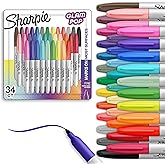 Sharpie Glam Pop Permanent Markers, Fine Tip, Assorted Colors, 34 Count - Arts &amp; Crafts, Coloring, Drawing, Writing