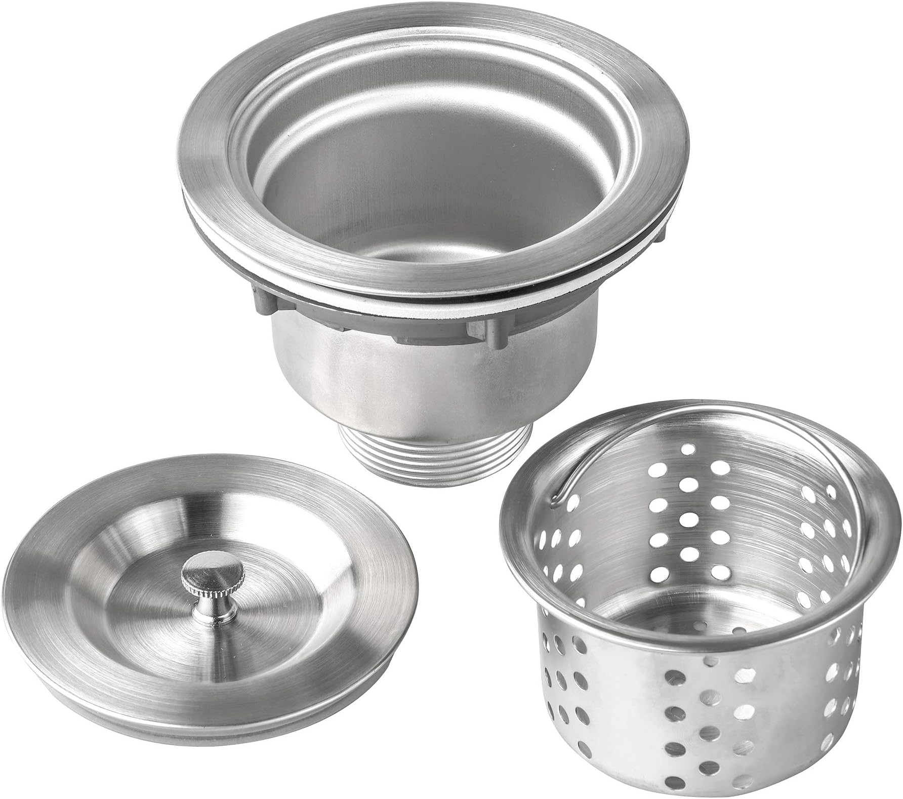 Golden Vantage 3.5-inch Kitchen Sink Drain Assembly with Strainer Basket & Stopper, all Stainless Steel Durable and Rustproof (Basket Strainer)