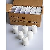 CANDWAX Unscented White Votive Candles Set of 36 - Clean-Burning, Long-Lasting 15 Hour Burn - Ideal for Weddings, Home Décor, Spa, Events - Bulk Value for Versatile Use