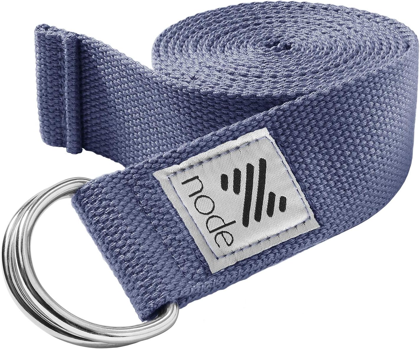 Node Fitness 8' Premium Woven Cotton Blend Yoga Strap with D-Ring Buckle for Stretching
