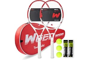 WOED BATENS Pro Tennis Racket for Adults, 2 Player 27 inch Speed Tennis Racquet Acceptable for Beginner and Professional with 3 Tennis Balls, 2 Vibration Dampes, 2 Overgrips, Tennis Bag