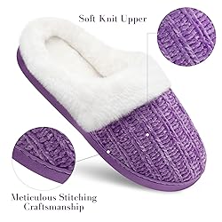 shoeslocker Slippers for Women Memory Foam Fuzzy