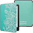 WALNEW Case for 6.8” Kindle Paperwhite 11th Generation & Signature Edition(2021 Released)- Slim Lightweight PU Leather Foldable Protective Case Cover Accessories with Auto Wake/Sleep, Flower