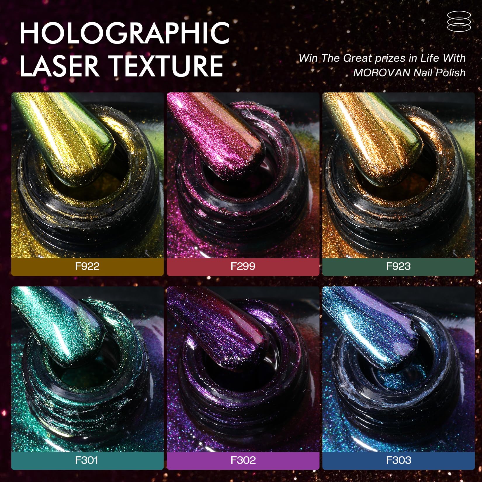 Morovan Fingernail Nail Polish Set: Holographic Metallic Lacquer Air Dry Nail Polish Regular Nail Polish Pack 0.25oz Glitter Finger Nail Polish Bulk Toenail Polish Kit Gift for Women - Image 3