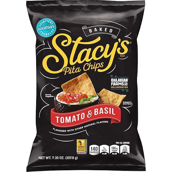 STACY’S PITA CHIPS, TOMATO & BASIL, 7.33 OUNCE