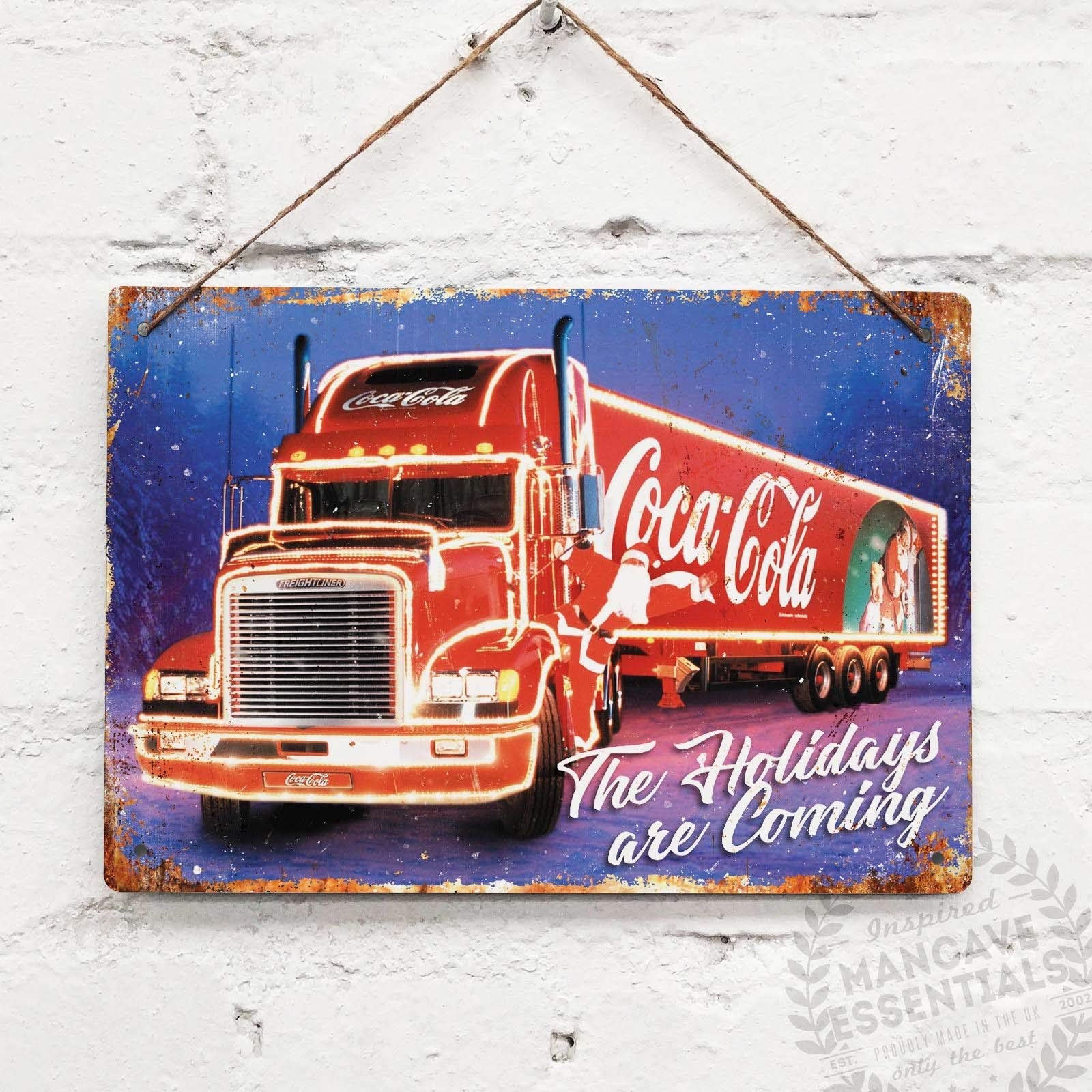 BDTS Coca Cola Coke Santa Truck Vintage Tin Sign Metal Decor Metal Sign Wall Sign Wall Decor Door Plaque Art Collection, Metal Tin Sign 8X12 inches