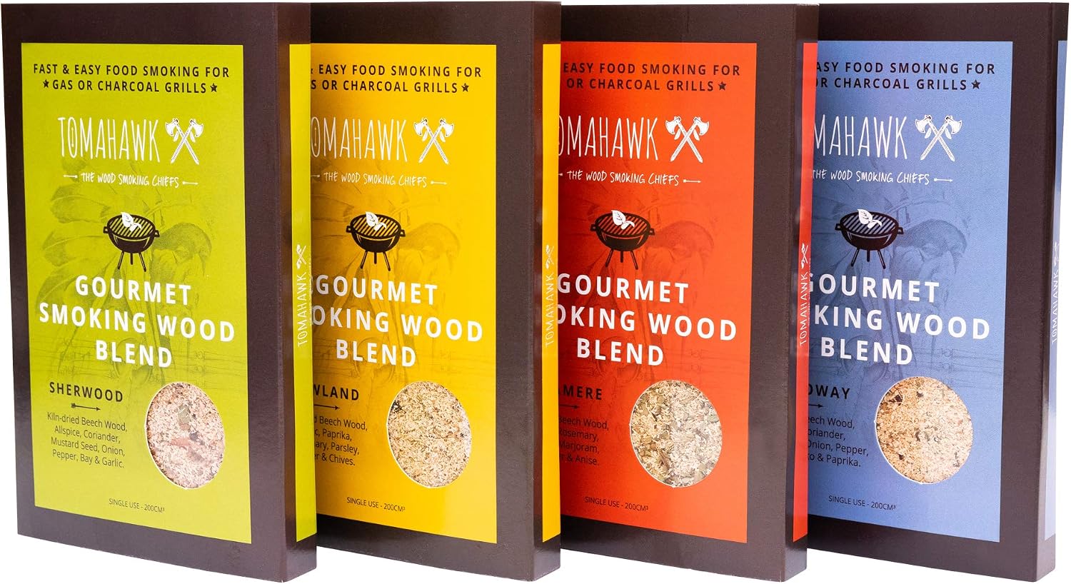 Tomahawk Gourmet Smoking Wood Blend - Fast & Easy Food Smoking for Gas or Charcoal Grills (Gift Set (1 of each Flavouring))