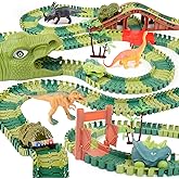 GIAT Dinosaur Track Toys - Best Birthday Gifts for 3 4 5 6 7 Year Old Boys Girls, Dinosaur Race Car Track with Light & Sound, Create A Dinosaur World Road Race