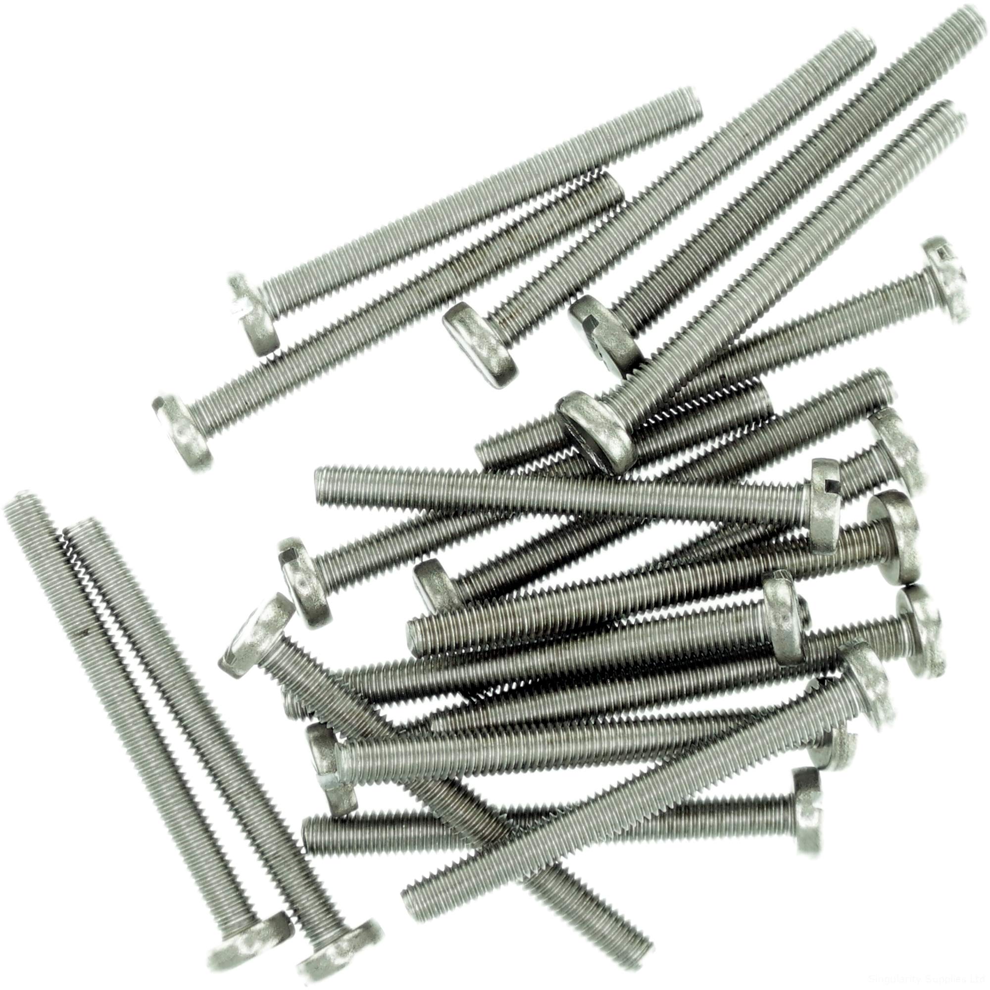 M6 (6mm x 6mm) Slot Pan Machine Screw (Bolt) - Stainless Steel (A2) (Pack of 20)