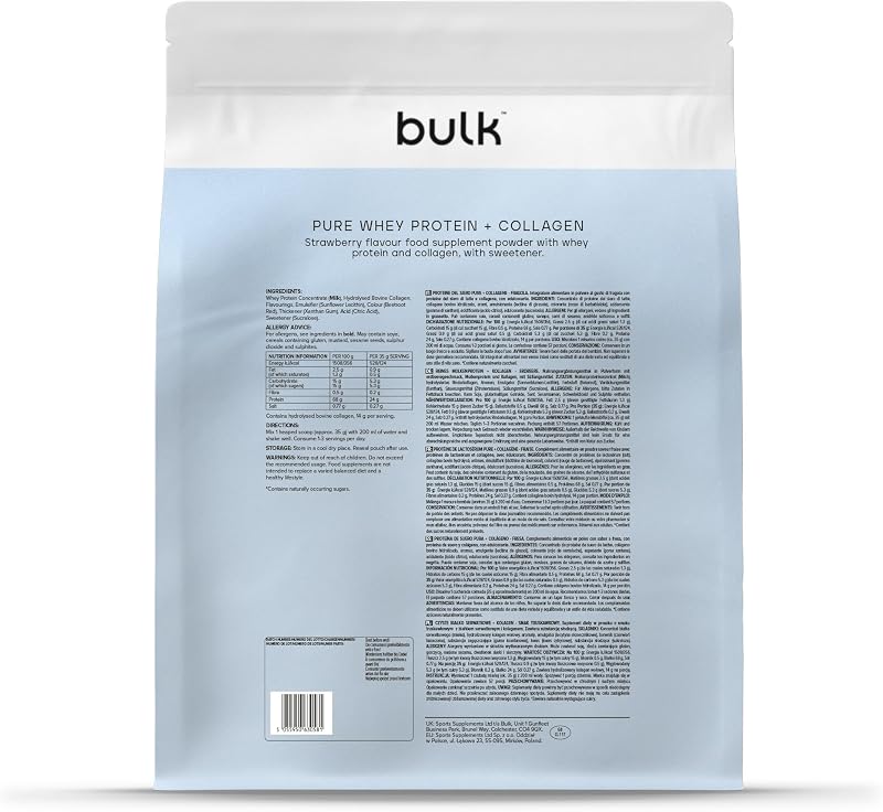 Pure Whey Protein + Kollagen, Erdbeere, 2kg