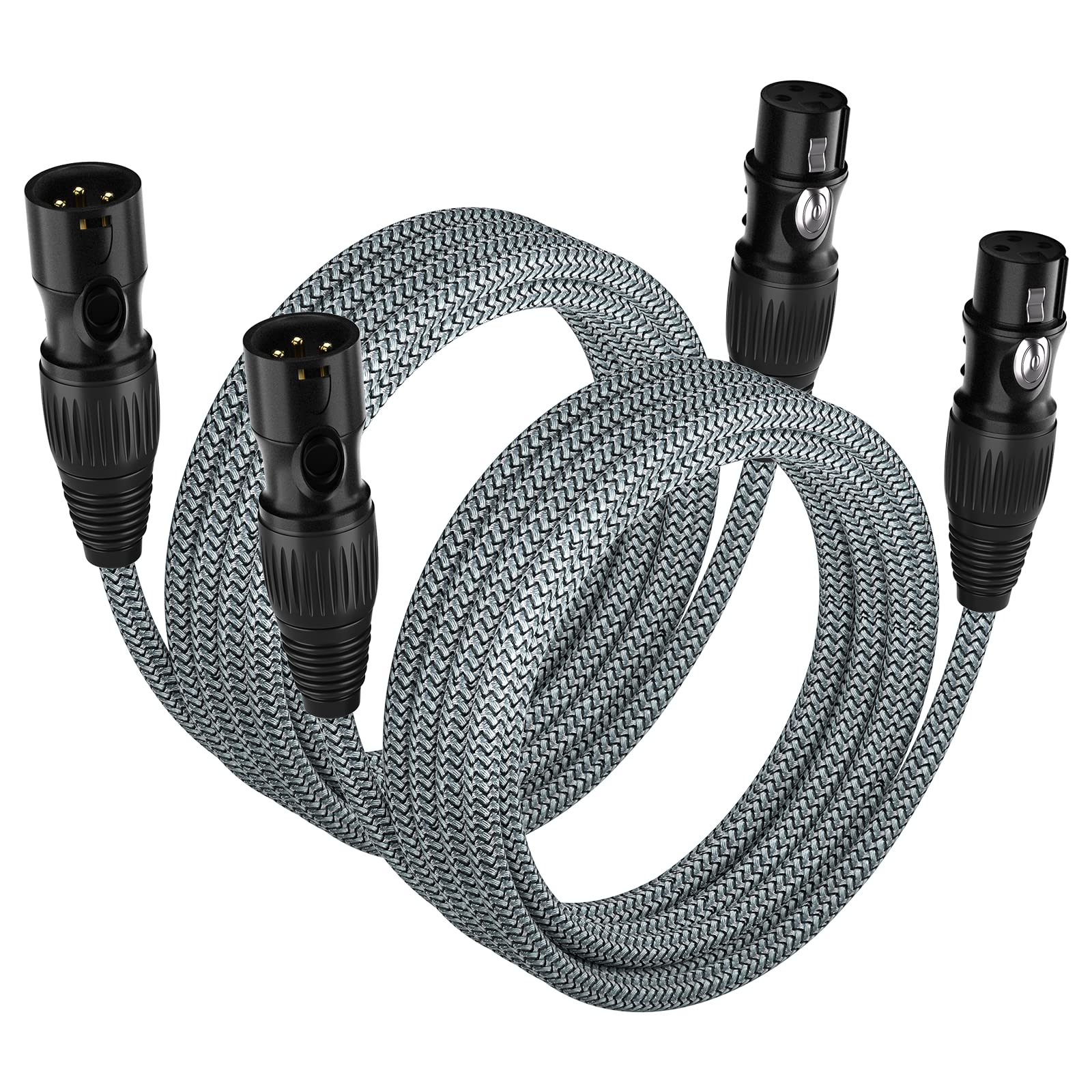 huaham XLR Cable 2Pack 5m, Microphone Cable Nylon Braided XLR Male to Female Balanced 3 PIN Microphone Cable Compatible with Mixer, Recording Studio, Speaker Systems