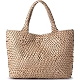 JOTOFIT Woven Shoulder Bag for Women, Fashion Top Handle Soft Vegan Leather Shopper
