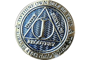 RECOVERYCHIP 1 Year AA Medallion Dusty Blue Color Gold Plated Chip