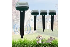 SHINYART 4 Pack Upgraded Ultrasonic Mole Repellent, Solar Powered Gopher Mole Repellent for Lawn, Chipmunks,Snake,Waterproof Vole Repellent for Your Yard Garden Lawns